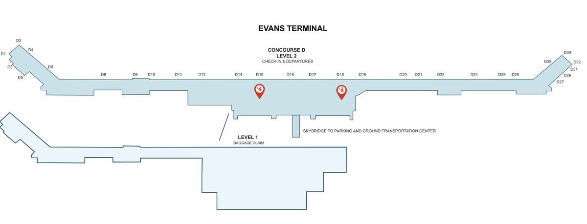 Detroit Metropolitan Wayne County Airport Evans Terminal Map