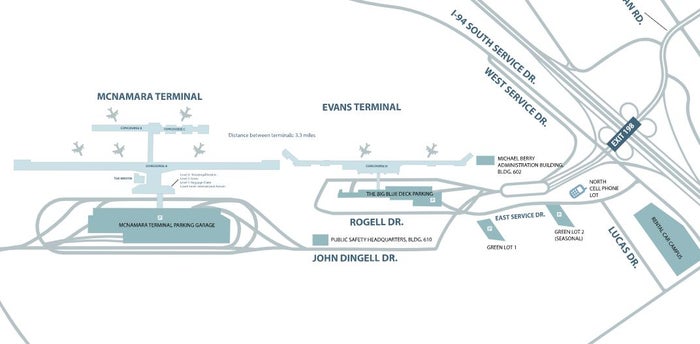 Detroit Metropolitan Wayne County Airport Map