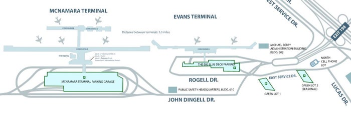 Detroit Metropolitan Wayne County Airport Parking Map