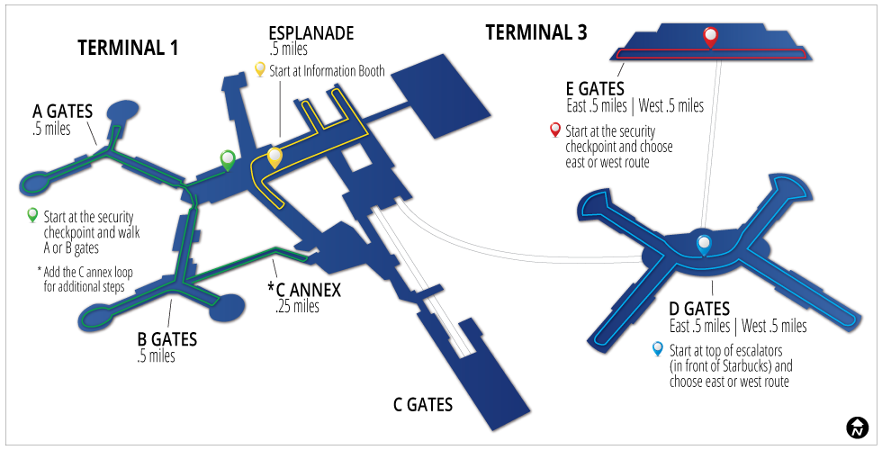 Henry Reid International Airport FlyFit walking map