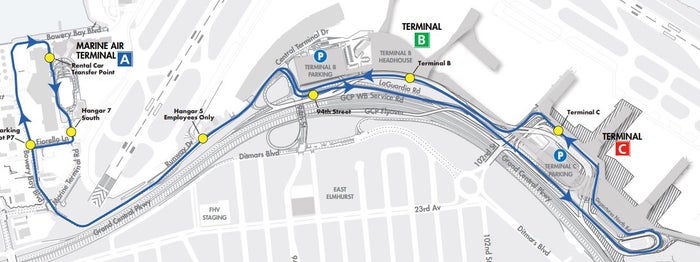 LaGuardia On Airport Shuttle Bus Route