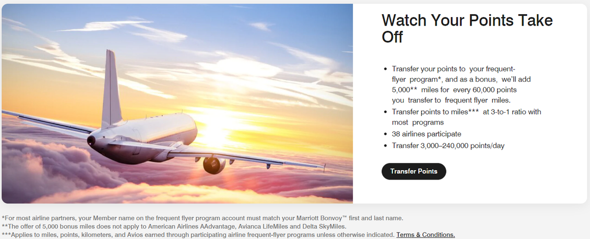 Marriott transfer points to airlines