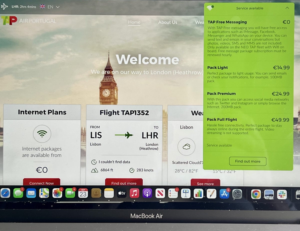 TAP Air Portugal Airbus A321LRneo business class Wi Fi options