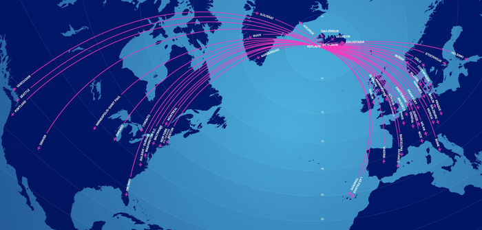 The route network map of Icelandair