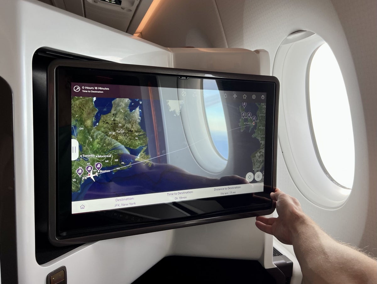 Virgin Atlantic A350 Upper Suite IFE screen folding away