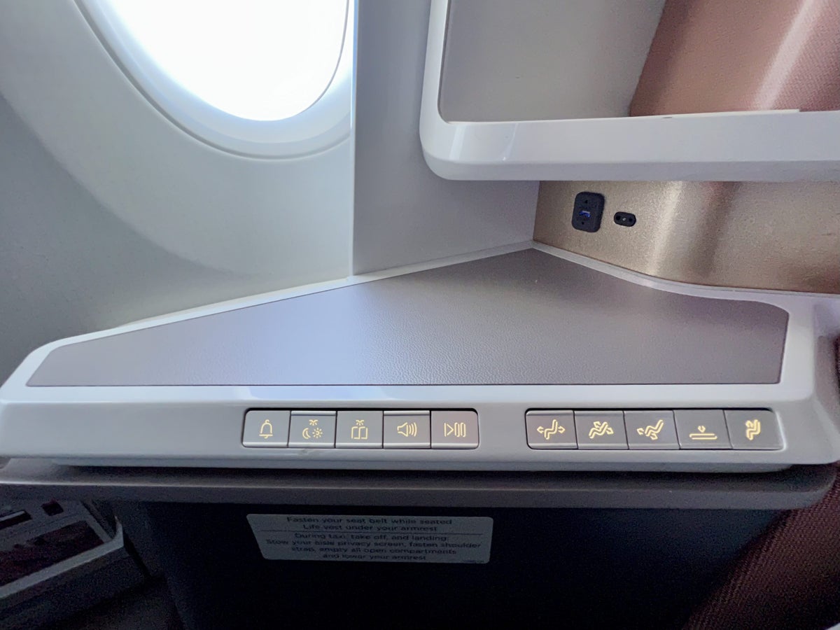 Virgin Atlantic A350 Upper Suite seat controls