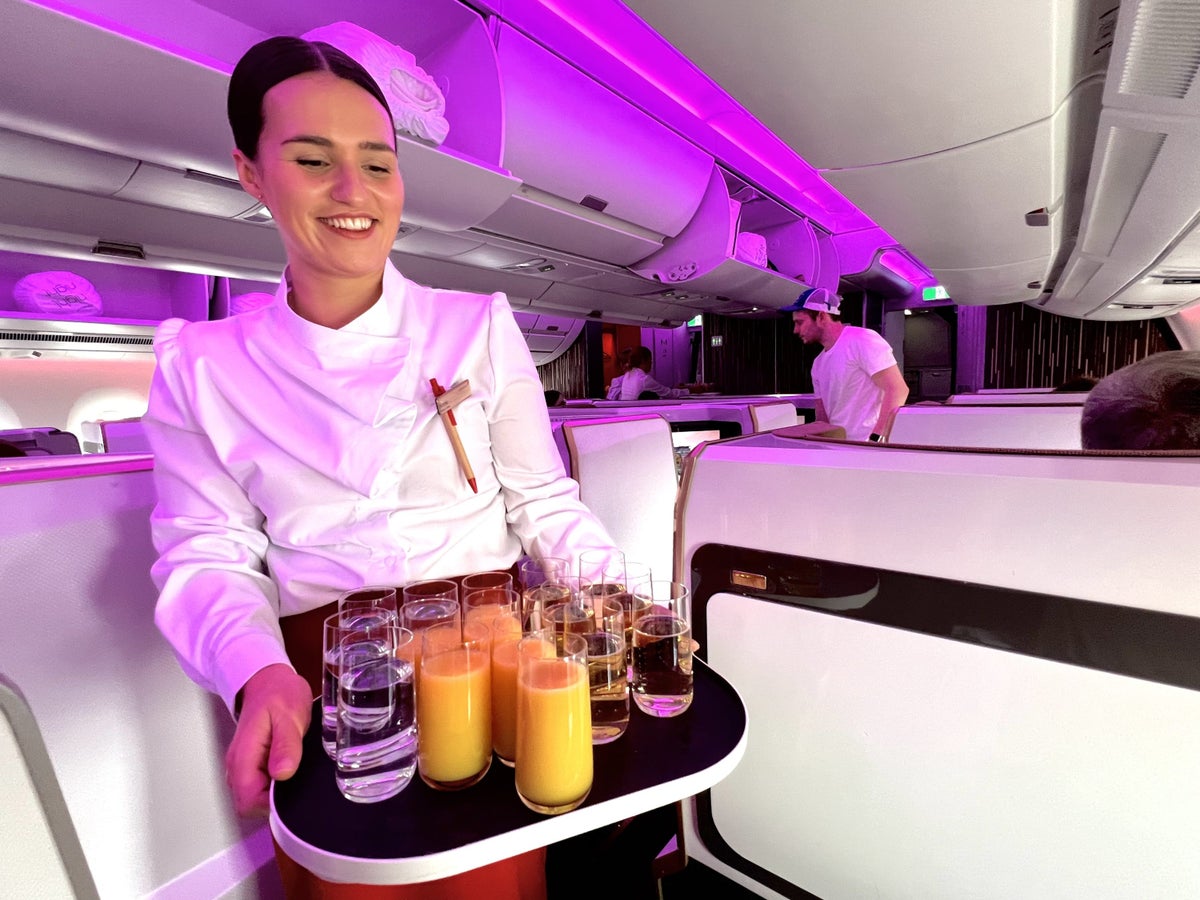 Virgin Atlantic A350 Upper Suite welcome drinks