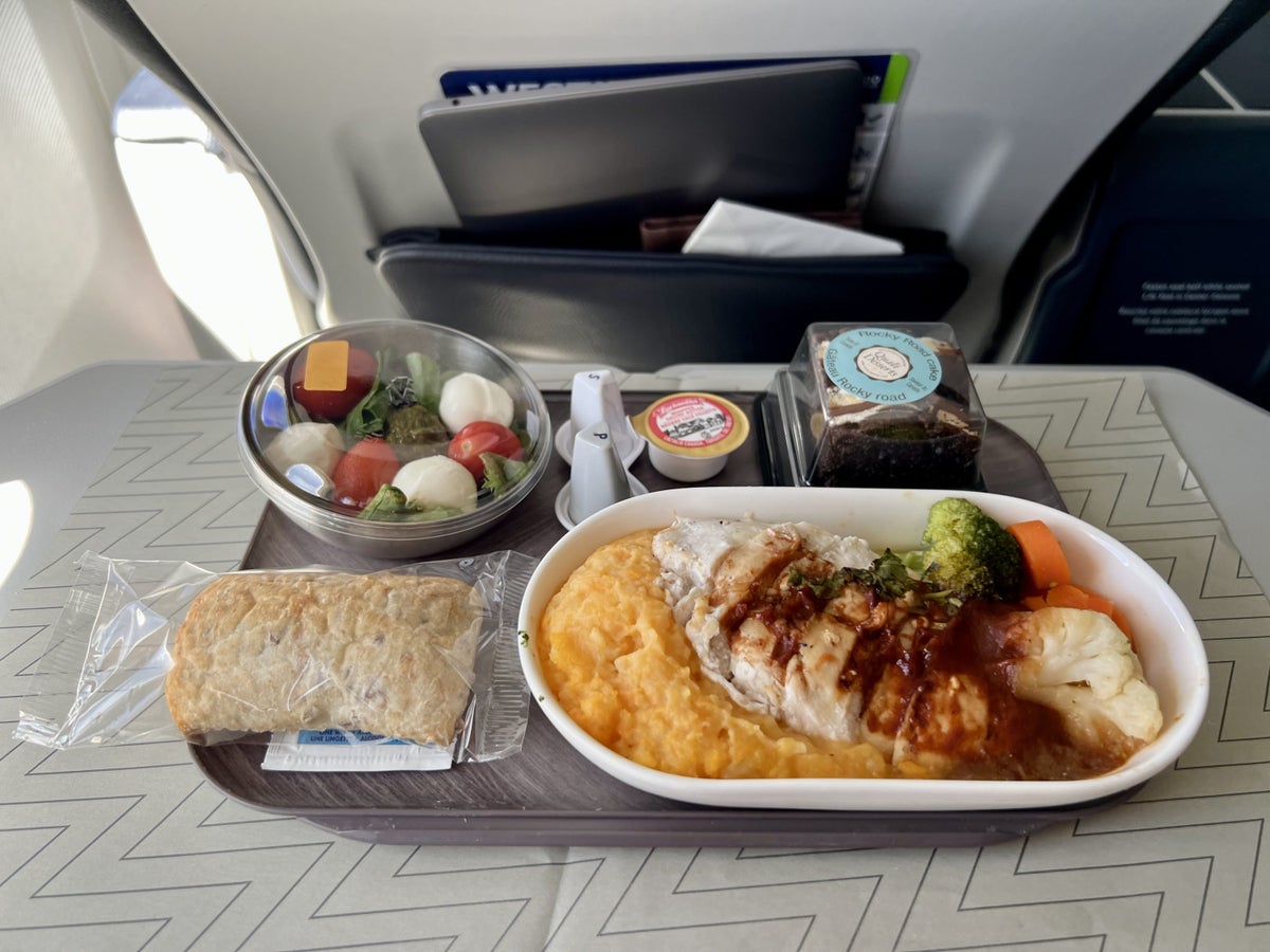 WestJet first class meal service