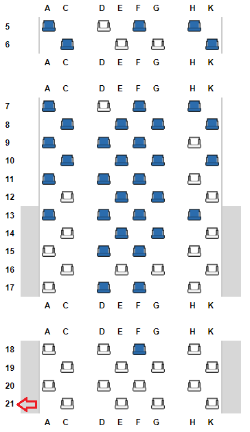 ANA old business class seat map