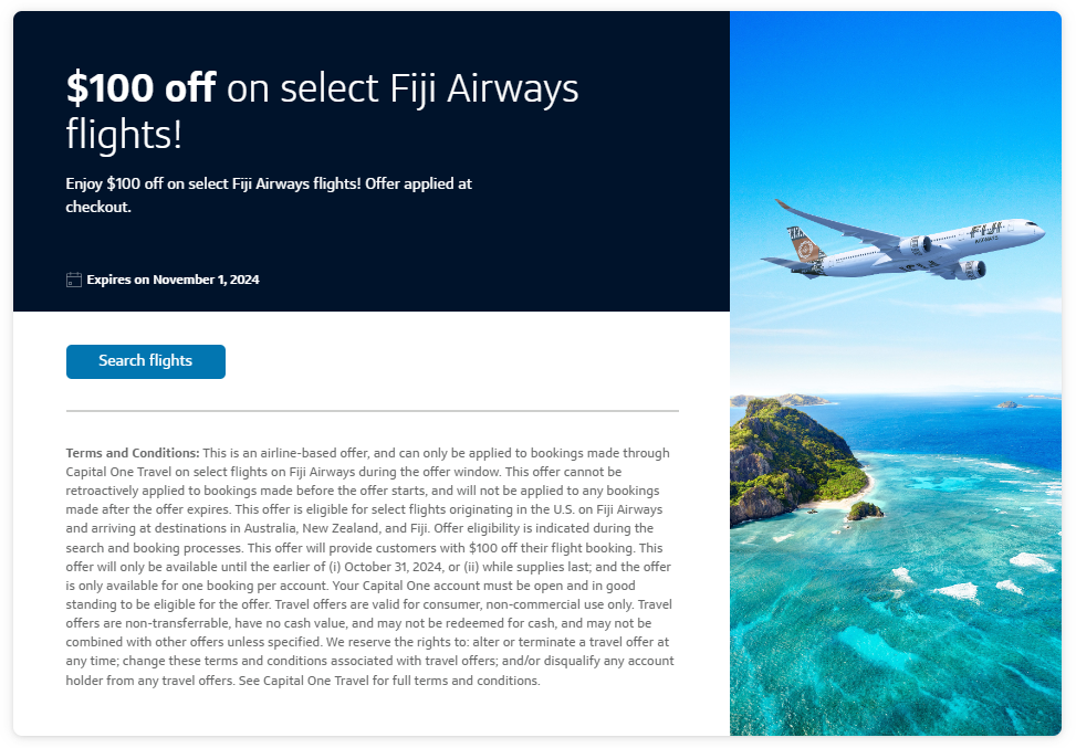 Capital One Travel Fiji Airways