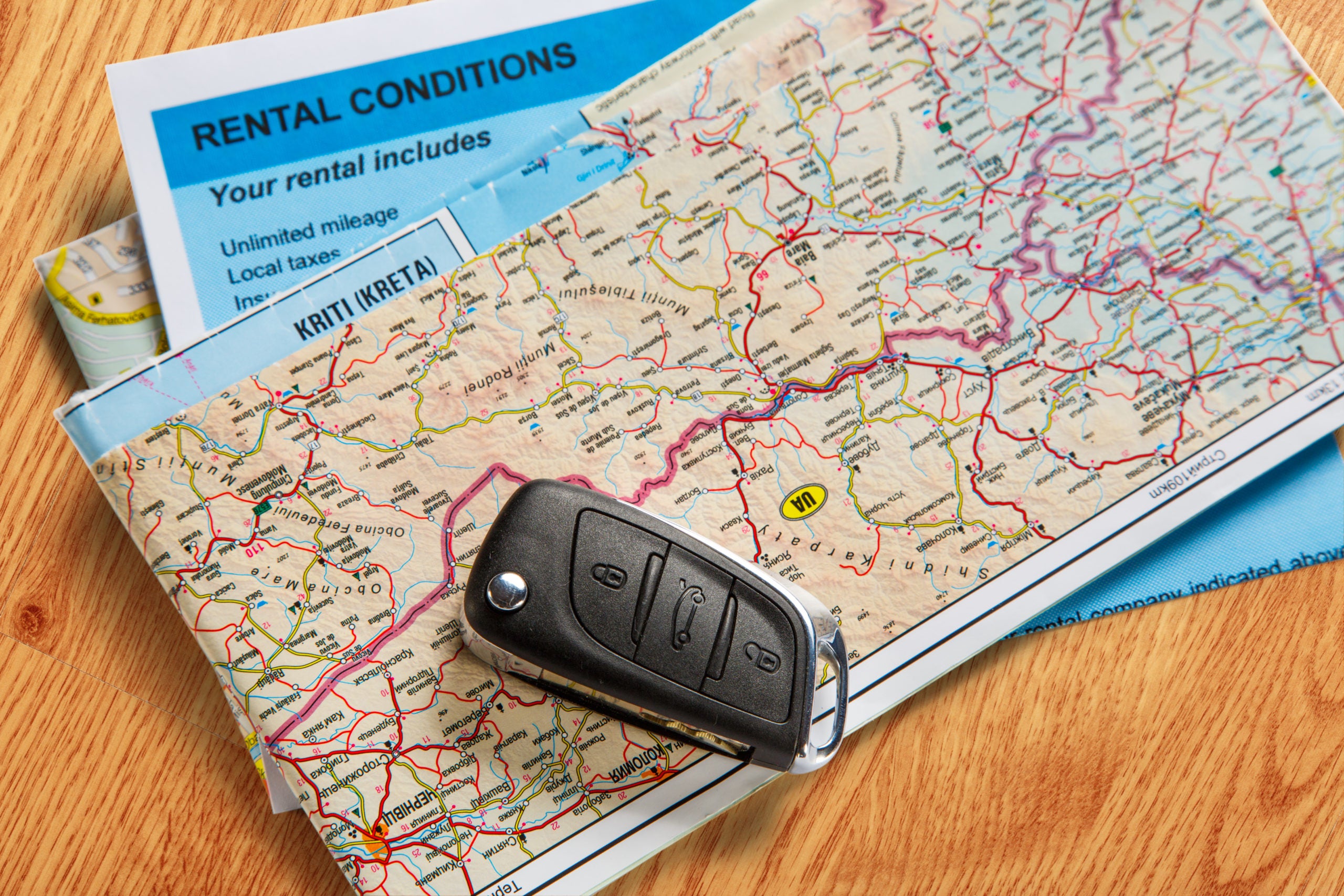 Car rental agreement and map