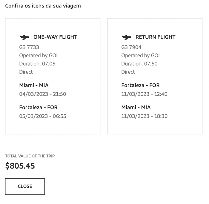 Cheapest return fare from Miami to Fortaleza