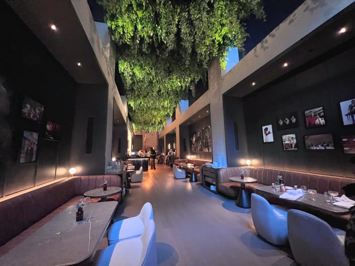 Parkers Restaurant at Thompon Central Park New York greenery on ceiling
