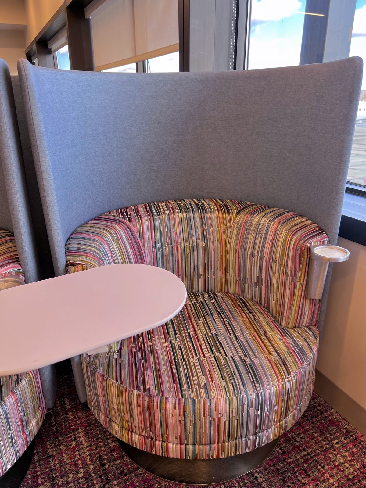 Unique seating at the Columbus airport lounge