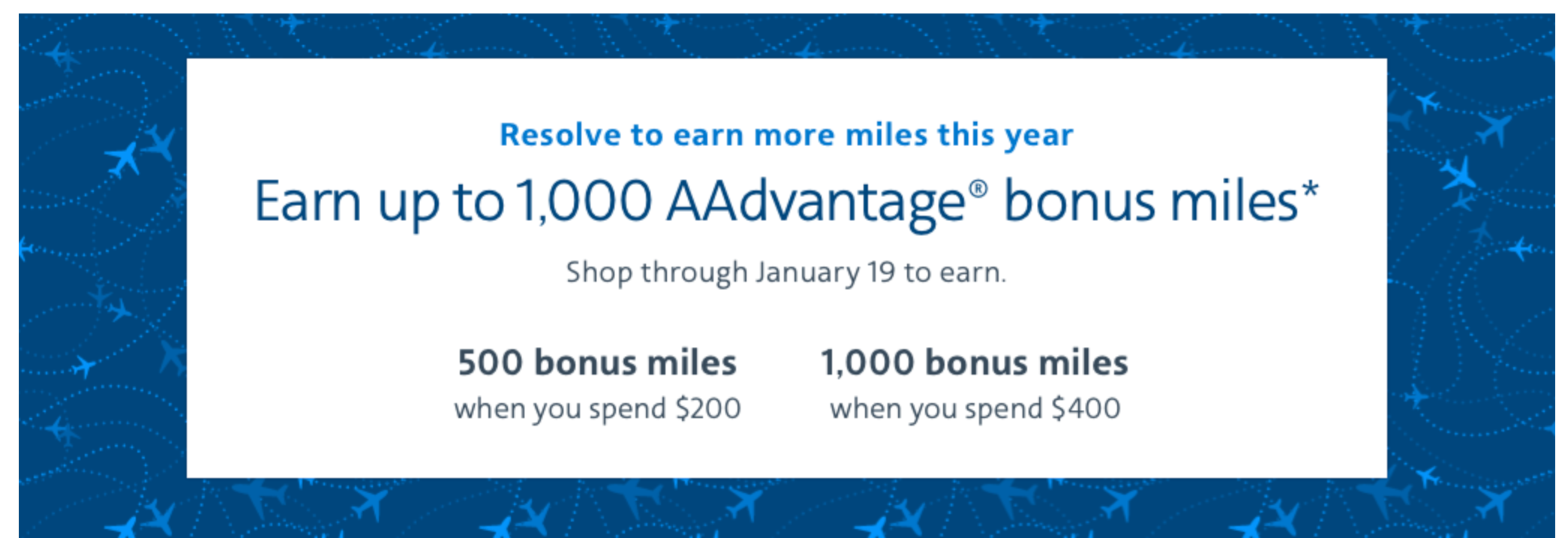 Earn 1,000 Bonus Miles From American & United Shopping Portals