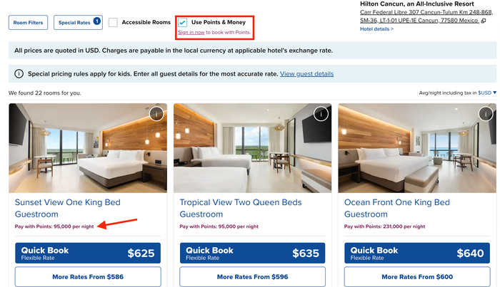 Booking Hilton All Inclusives with points