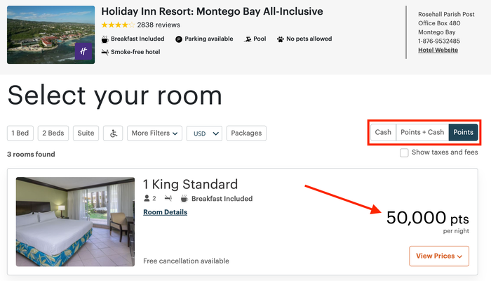 Booking IHG all inclusive with points
