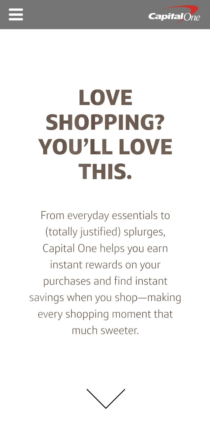 Capital One Goals QR code landing page for the shopping pin
