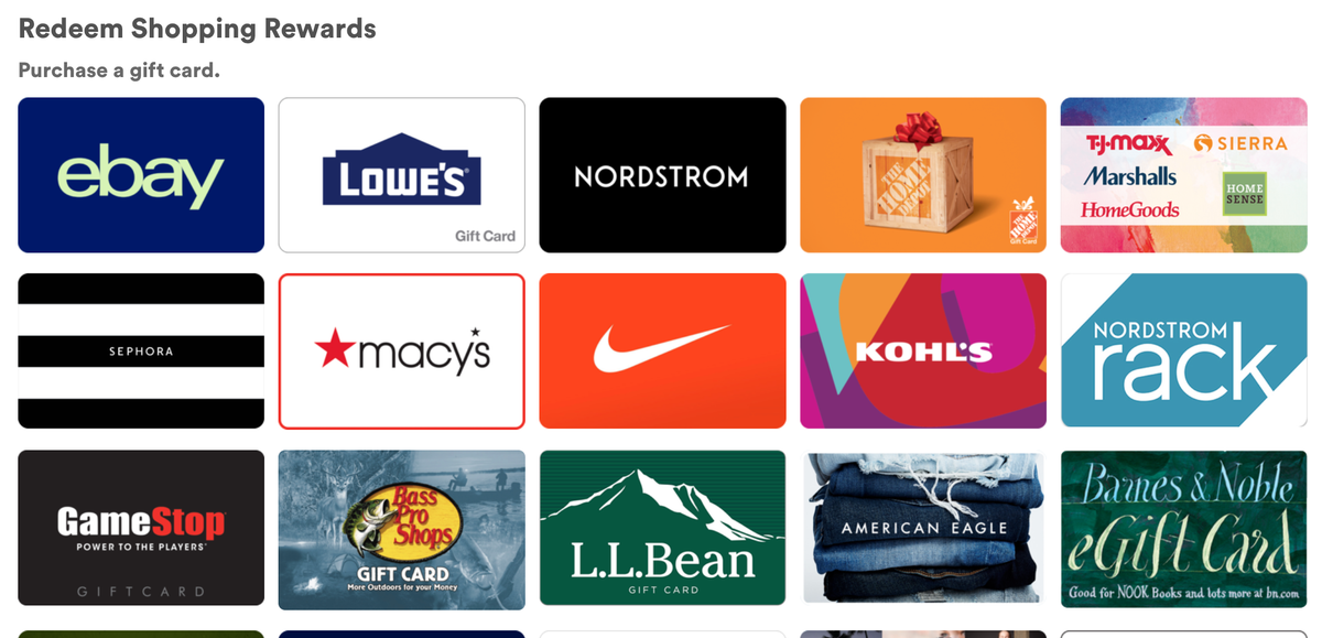 Capital One Shopping gift card options 1