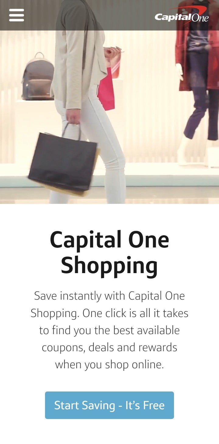 Capital One Shopping on the Capital One Goals QR code landing page for the shopping pin