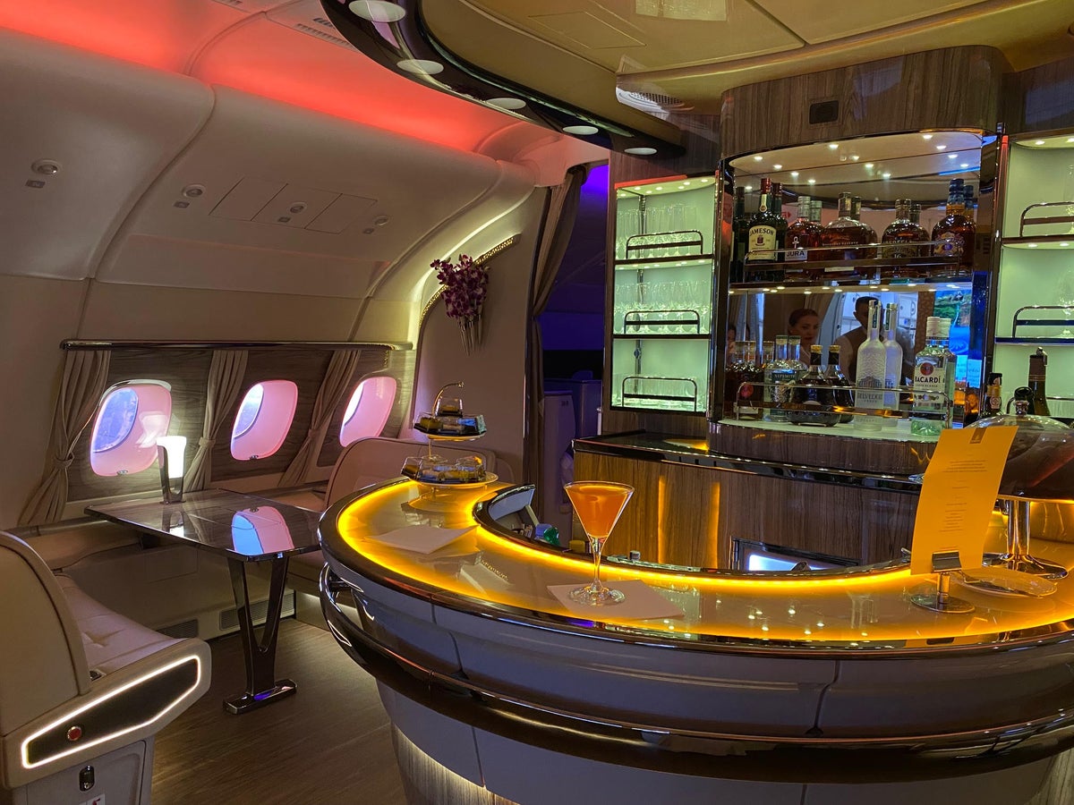 Emirates A380 retrofit bar with drink