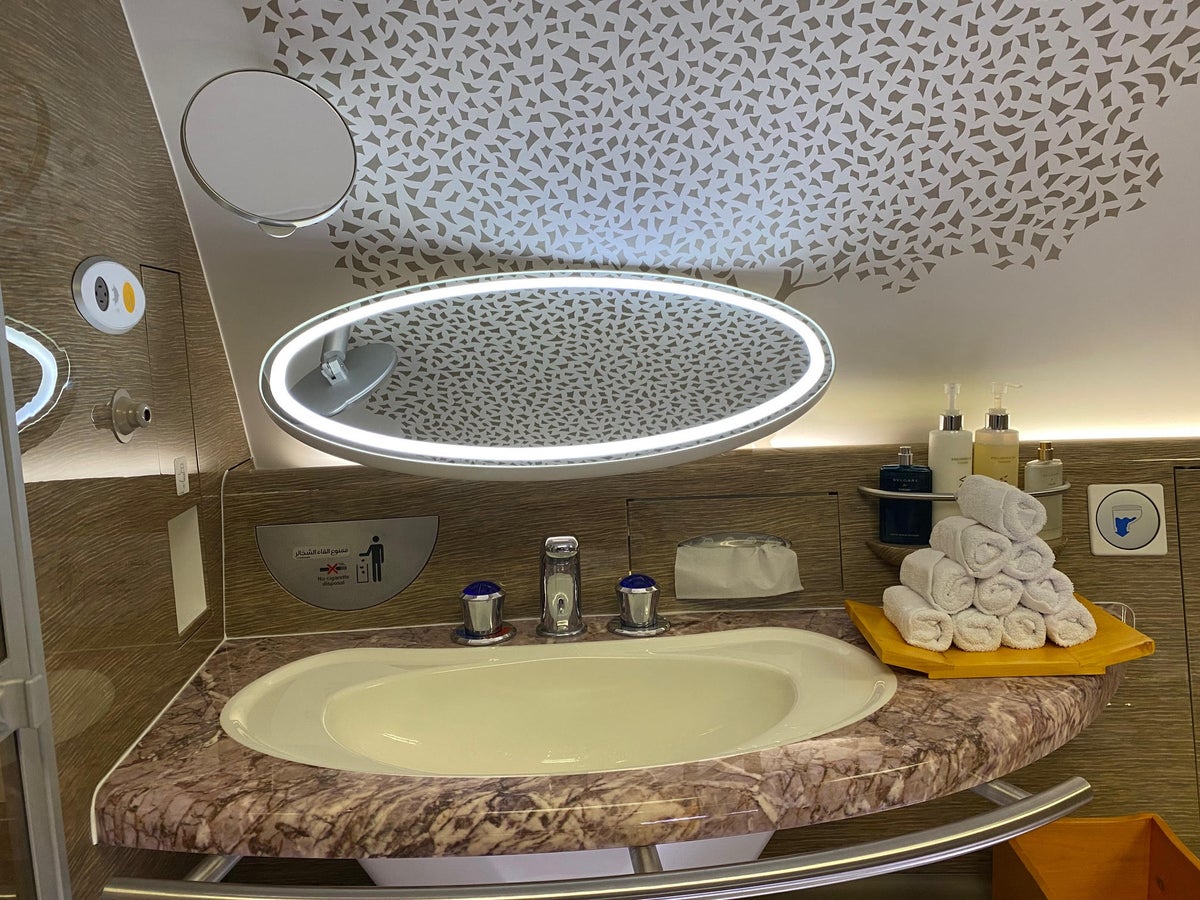 Emirates A380 retrofit first class bathroom mirror