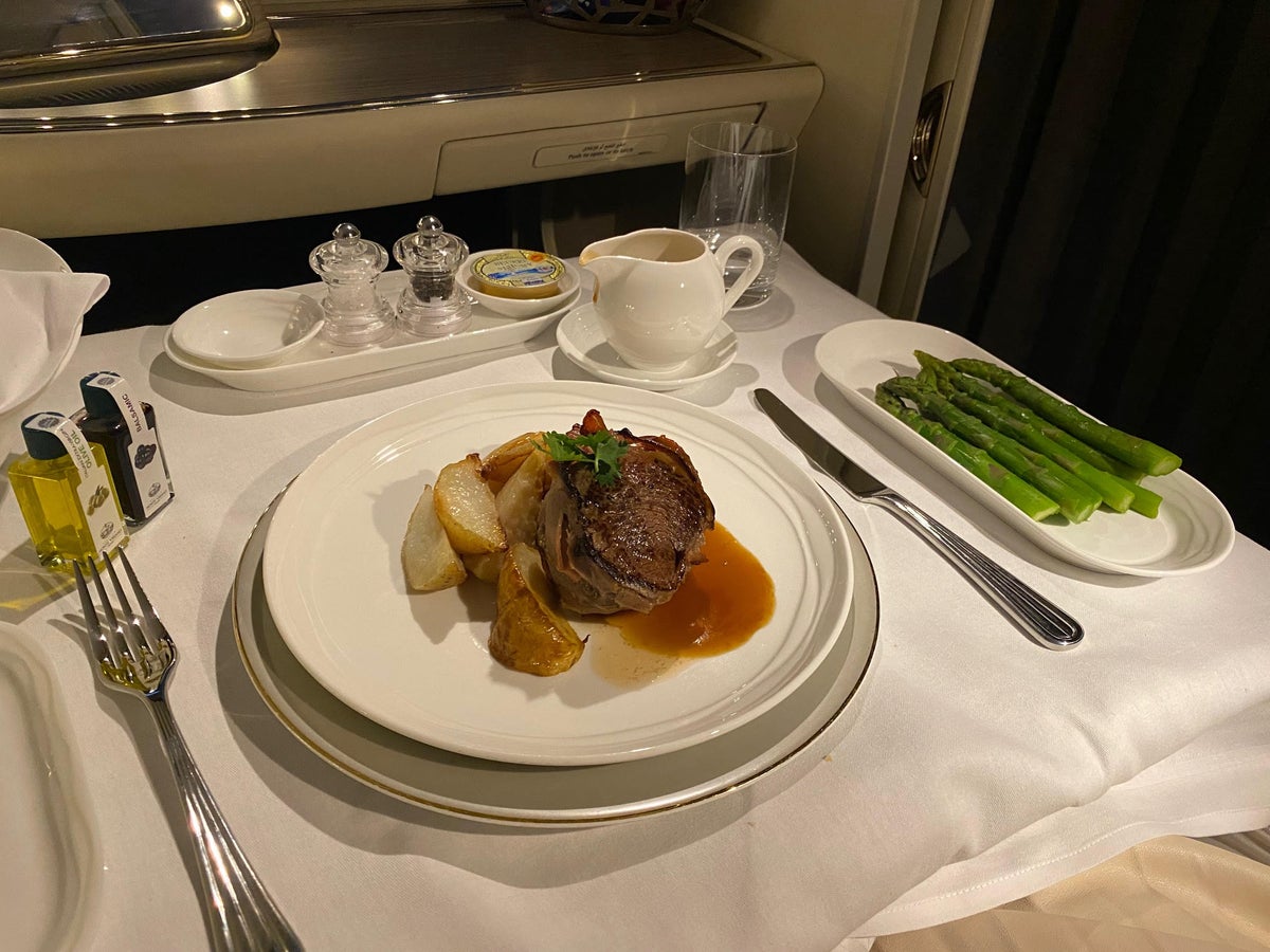 Emirates A380 retrofit first class dinner
