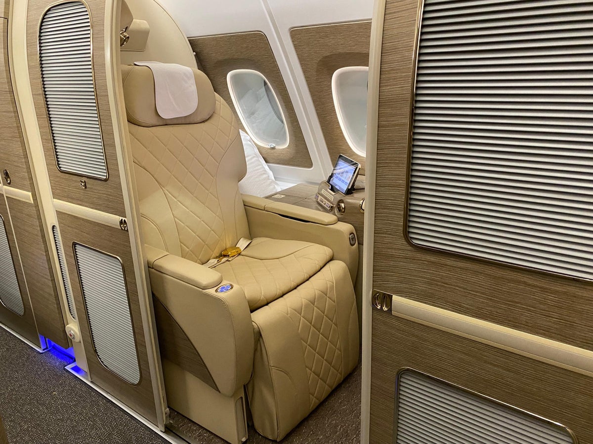 Emirates A380 retrofit first class seat door