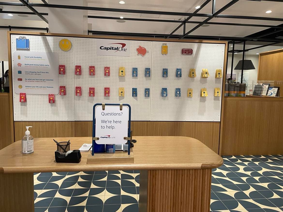 Financial services desk at the Houston Galleria Capital One Café