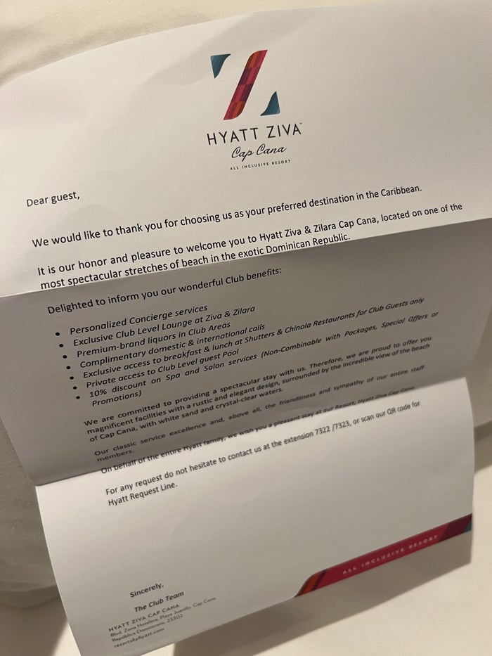 Hyatt Ziva Cap Cana Club level guest benefits