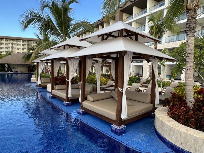 Hyatt Ziva Cap Cana poolside cabanas.
