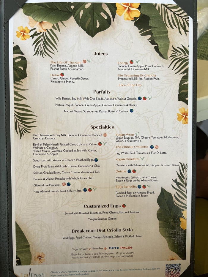 The Chinola menu Hyatt Ziva Cap Cana