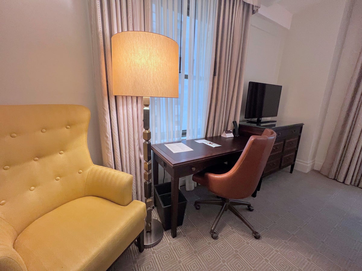 Intercontinental New York Barclay guest room chair and desk