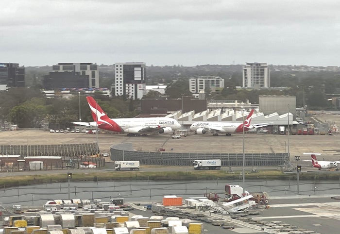 Qatar Airways Airbus A380 first class Qantas aircraft at SYD