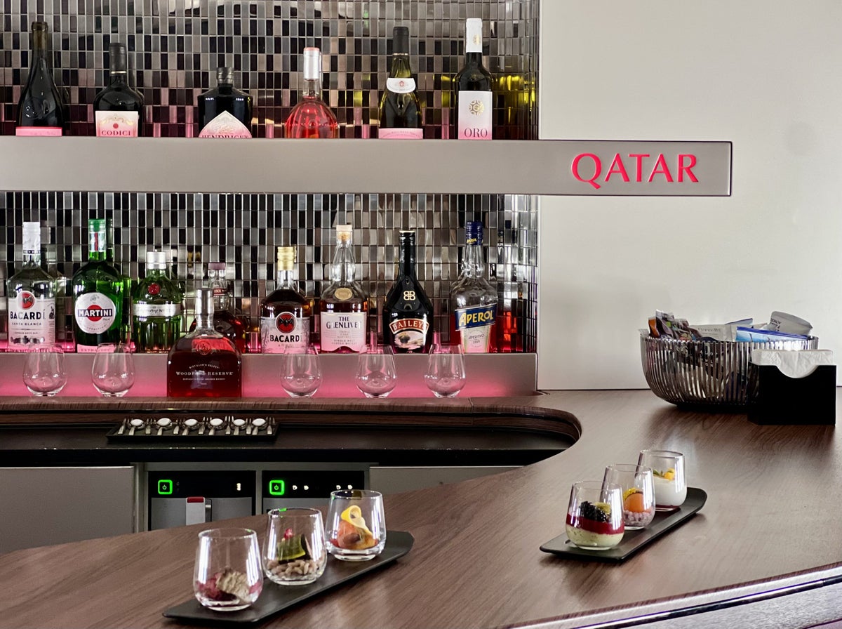 Qatar Airways Airbus A380 first class bar set up