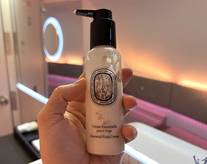 Qatar Airways Airbus A380 first class bathroom face cream