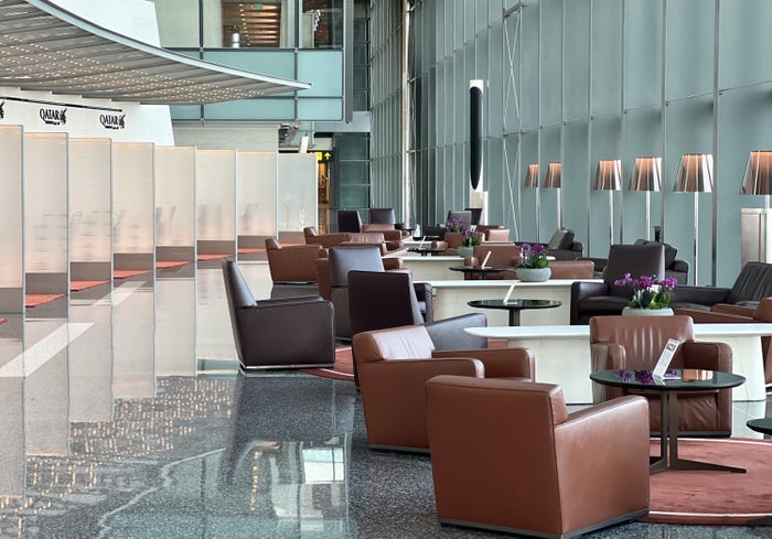 Qatar Airways Airbus A380 first class check in area