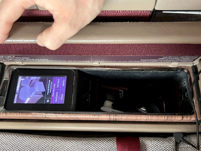 Qatar Airways Airbus A380 first class storage right handside