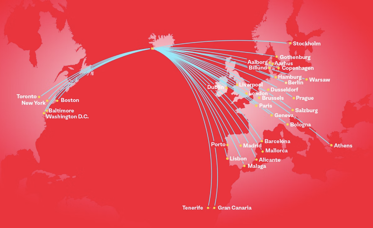 Route map of PLAY Airlines