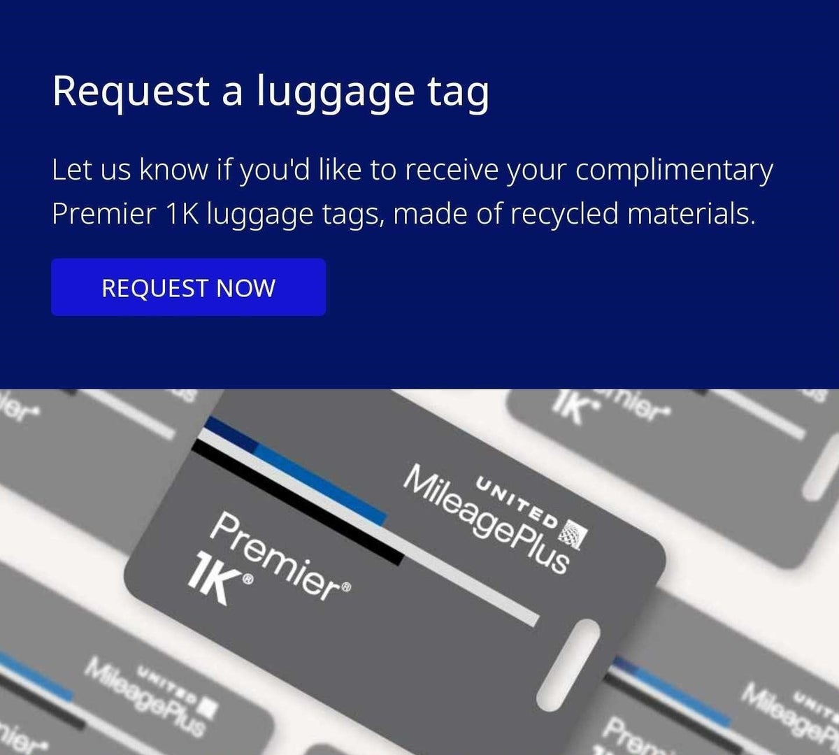 United MileagePlus Premier 1K luggage tag