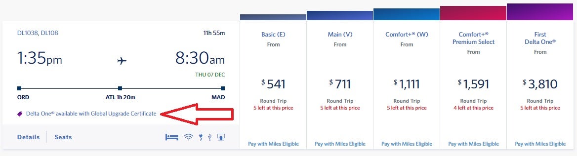 Delta one deals fare class