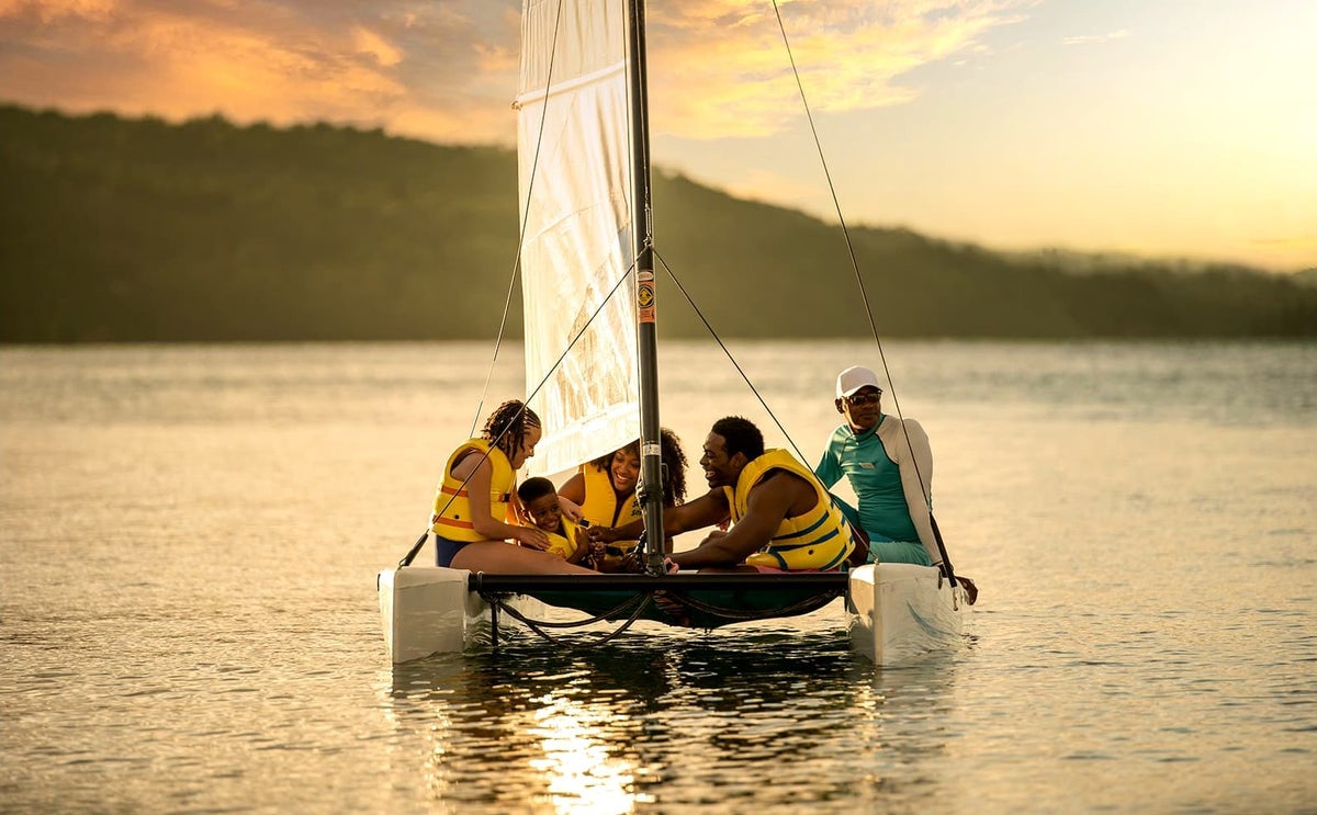 Moon Palace Jamaica family on sailboat