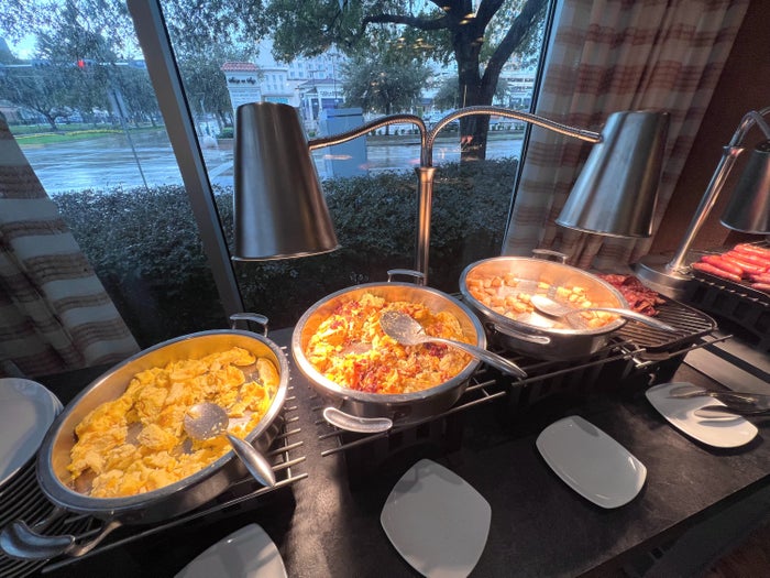 breakfast buffet hot dishes at Hyatt Regency Houston Galleria