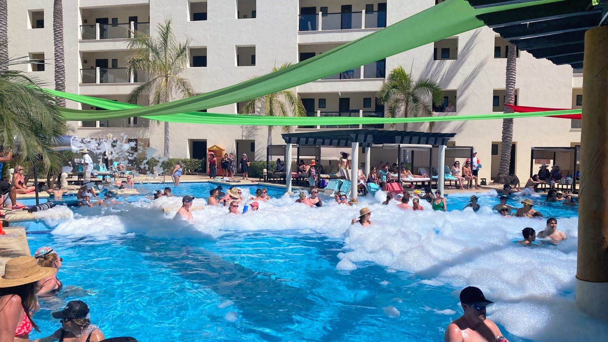 Adult pool foam party at Hyatt Ziva Los Cabos