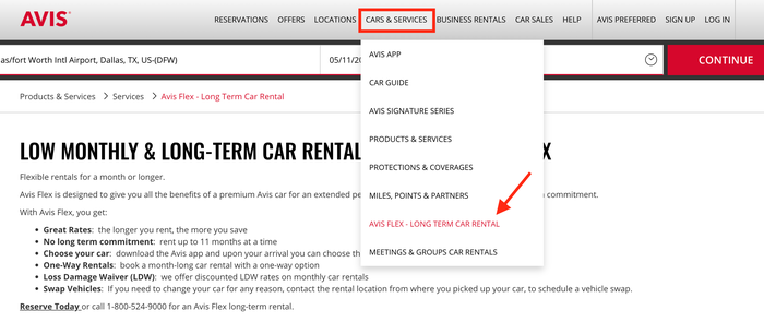 Avis Flex long term car rental