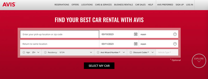 Avis home screen