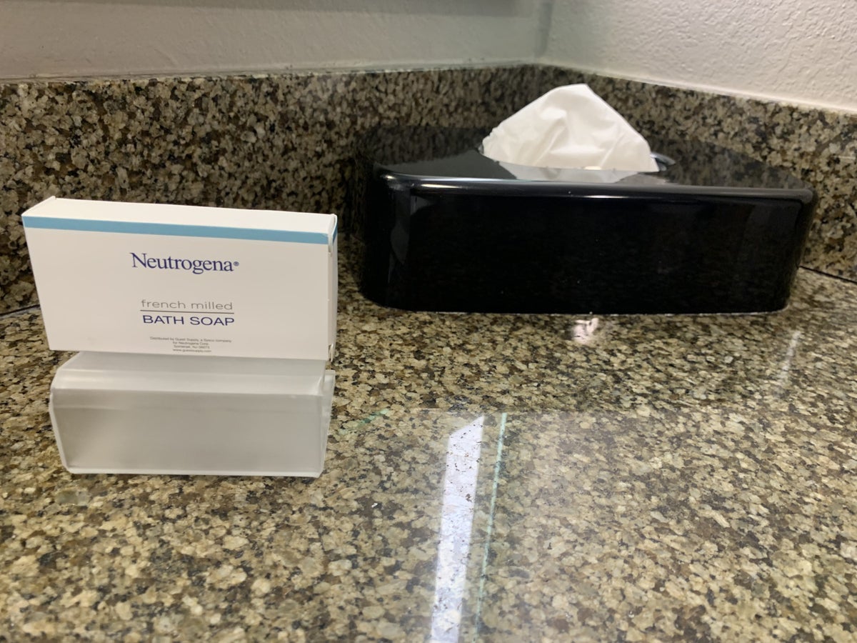 Bathroom soap and tissues at Homewood Suites Austin Round Rock