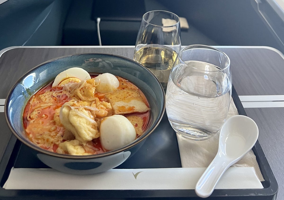 Cathay Pacific Airbus A35k business class fish soup