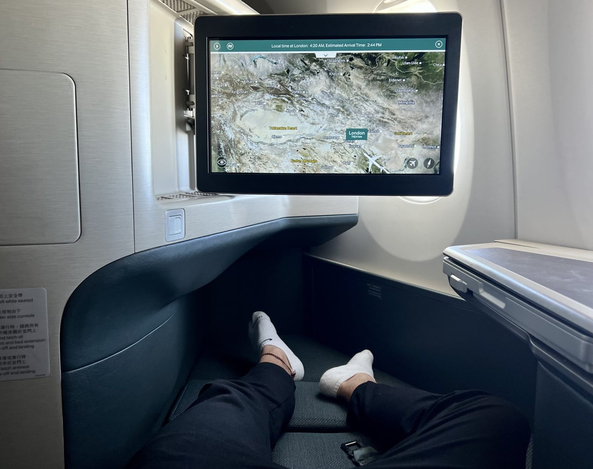Cathay Pacific Airbus A35k business class lie flat