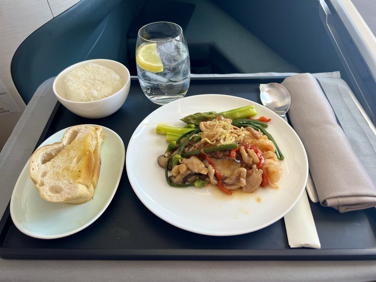 Cathay Pacific Airbus A35k business class second meal